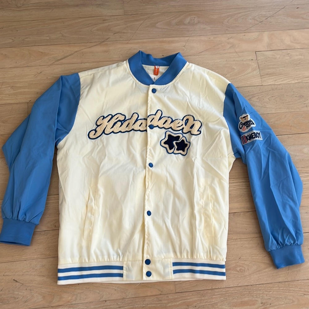 Blue and white bomber Jacket